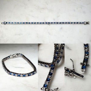 vintage silver blue grass tennis bracelet