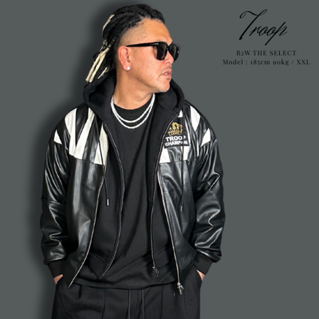 TROOP「"Champion" Leather Jacket Black×White」 - 2