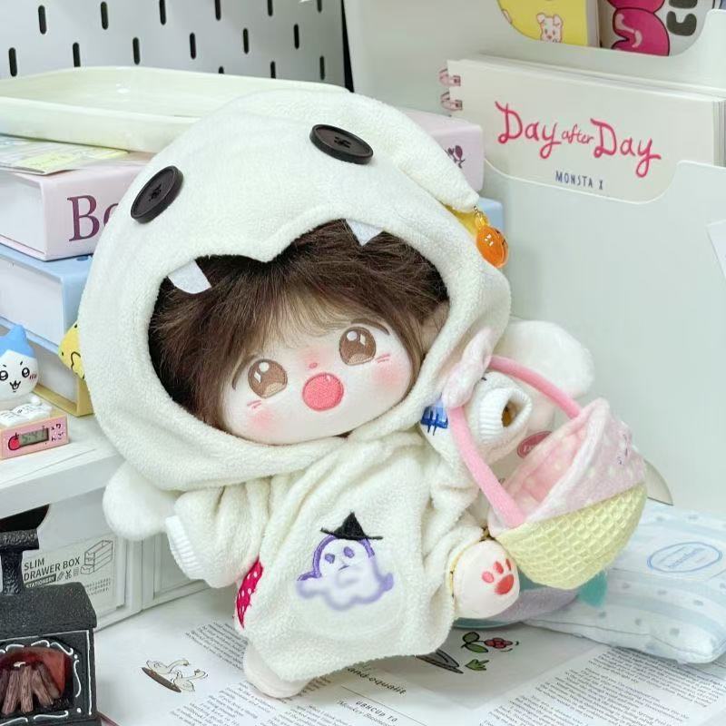 20cmぬいぐるみ用 幽霊刺繍 フード付きケープ かわいい 着せ替え