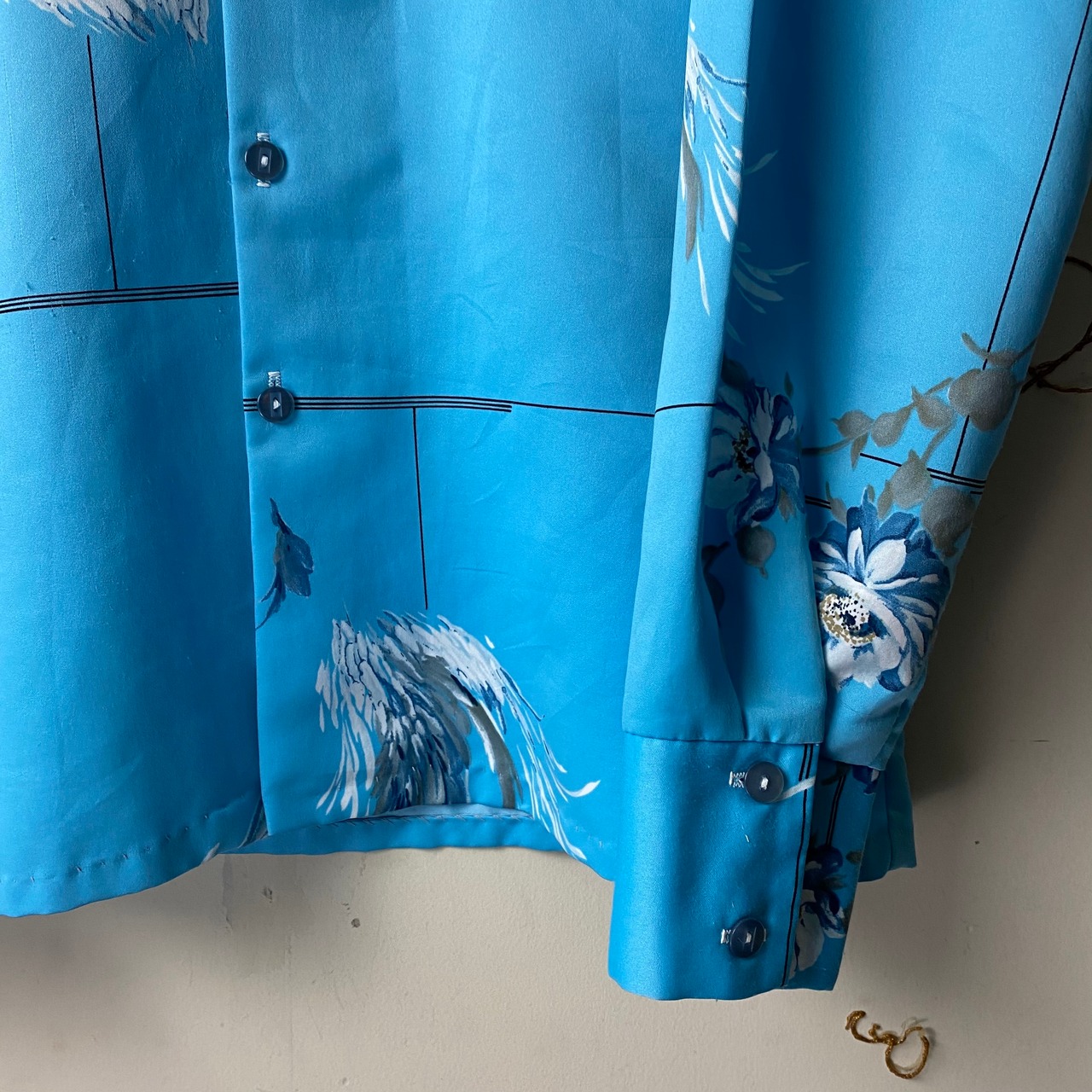 vintage 1970’s botanical print polyester shirt