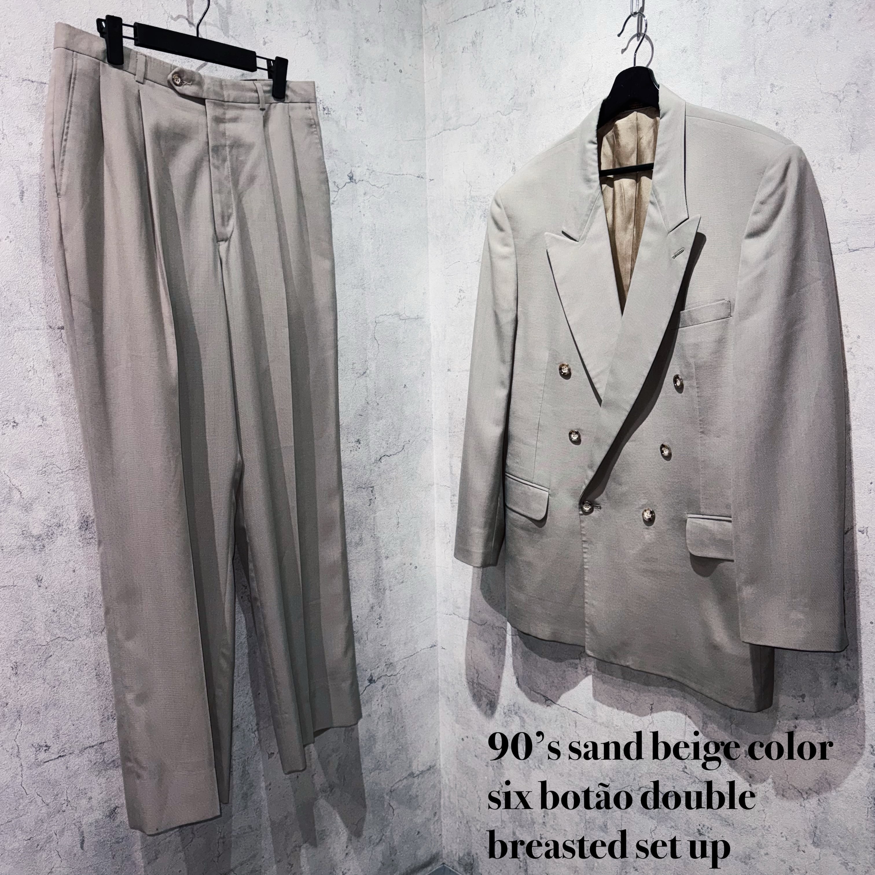 90’s sand beige color six botão double breasted set up