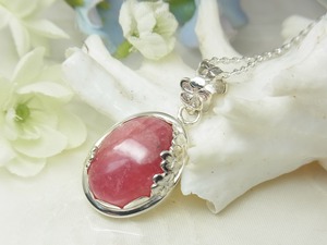 【お値下げ】プルメリアとインカローズ 大粒ペンダント ピンク系 Bali シルバー925 天然石ペンダント G70①