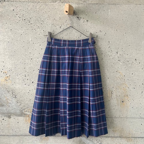 Check wool wrap skirt