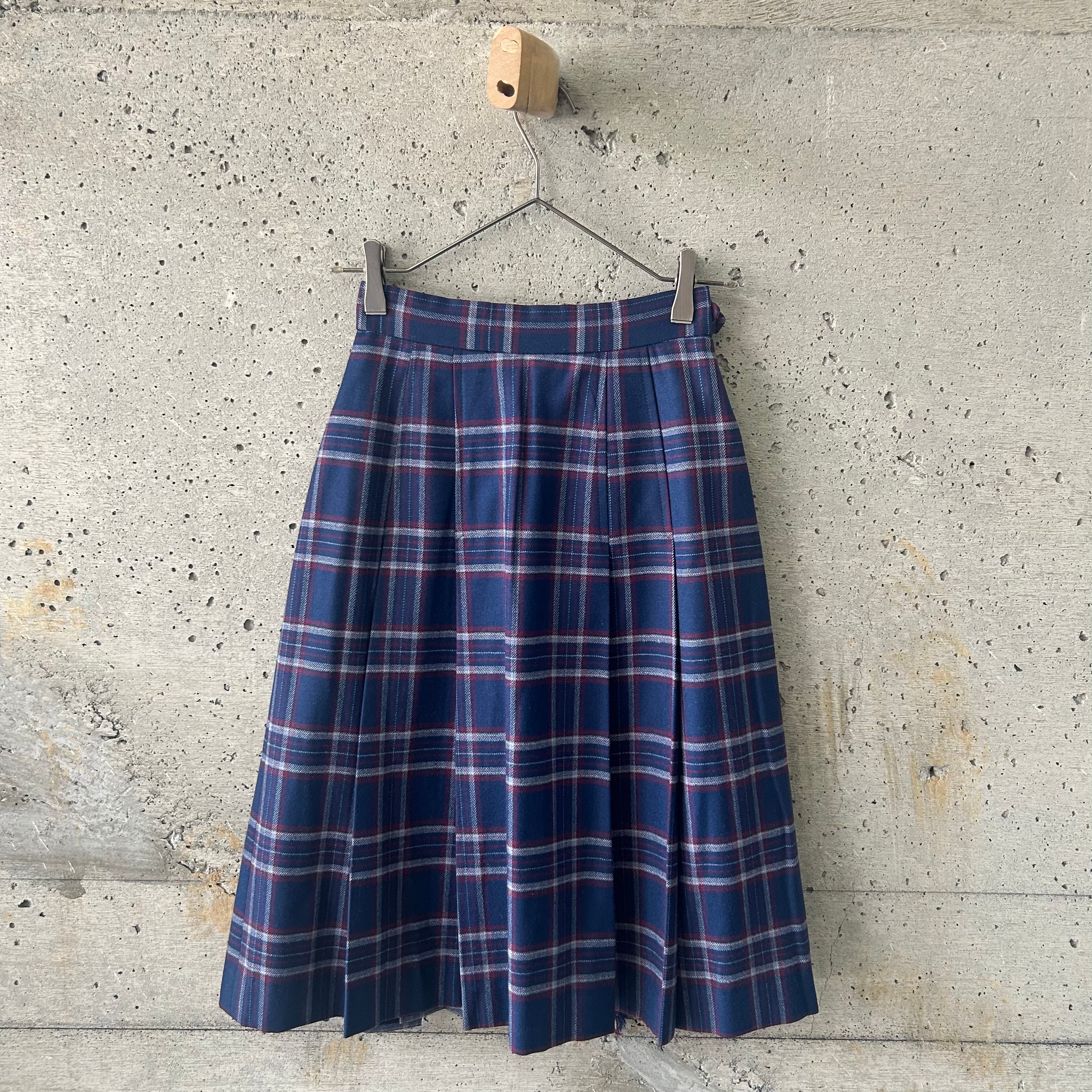 Check wool wrap skirt