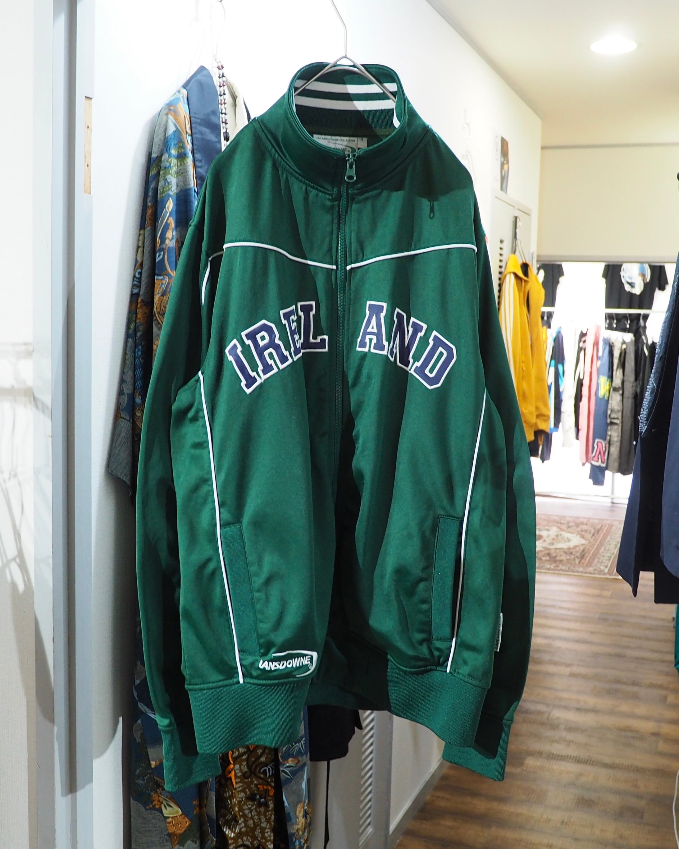 1990s " IRELAND " Embroidery Irish Green Color Track jacket