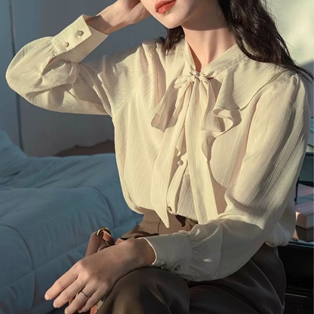 ボウタイデザインブラウス　W00197