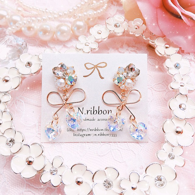 復刻デザイン♡《 Elegant flower bijou circle 》 エレガントフラワービジューサークル ピアス/イヤリング