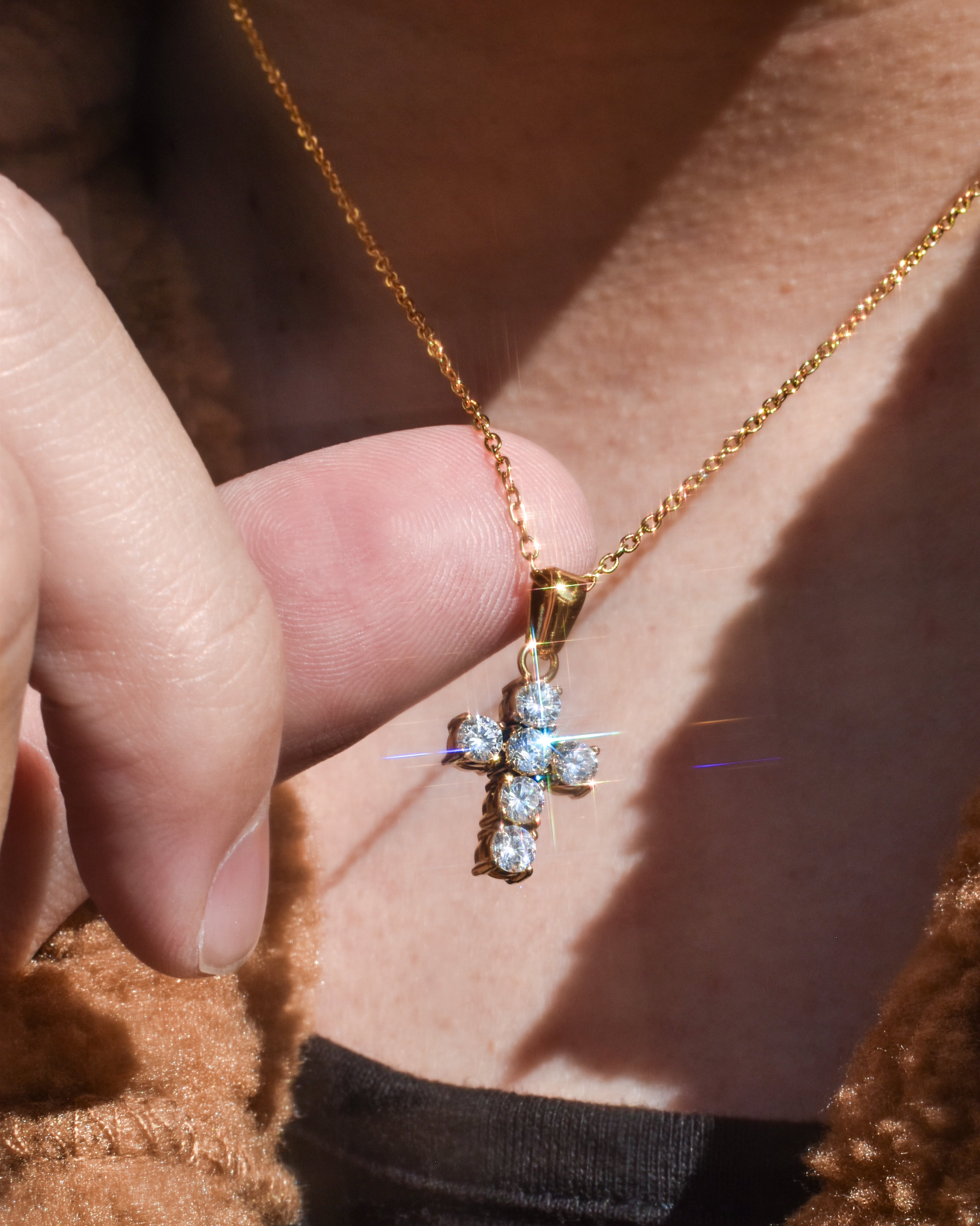 luxury tennis cross necklace stainless steel ・N45 | AKUA