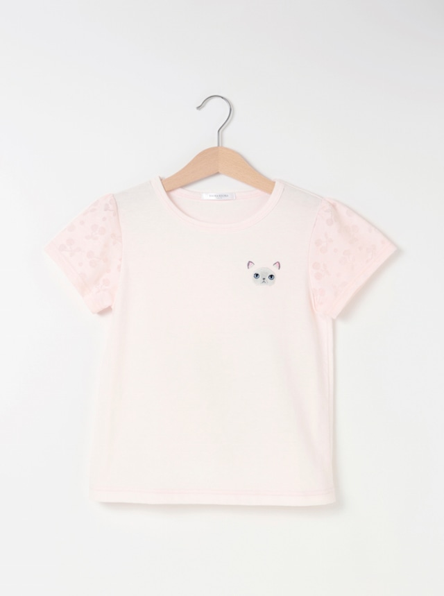 ヒマラヤン刺繍パフスリーブTシャツ【ピンク】