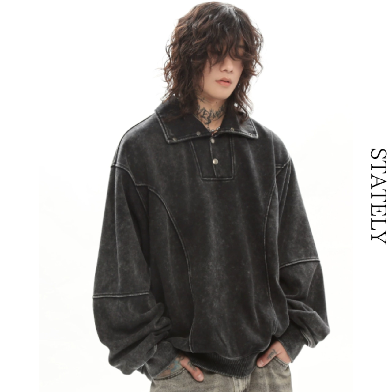 Vintage Highneck ウォッシュプルオーバー_T255・画像2