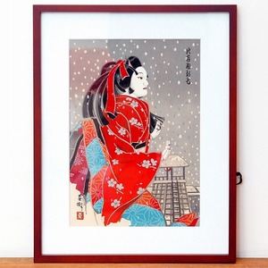 英樹・浮世絵・錦絵・版画・額入「八百屋お七」・No.170428-11・梱包サイズ100