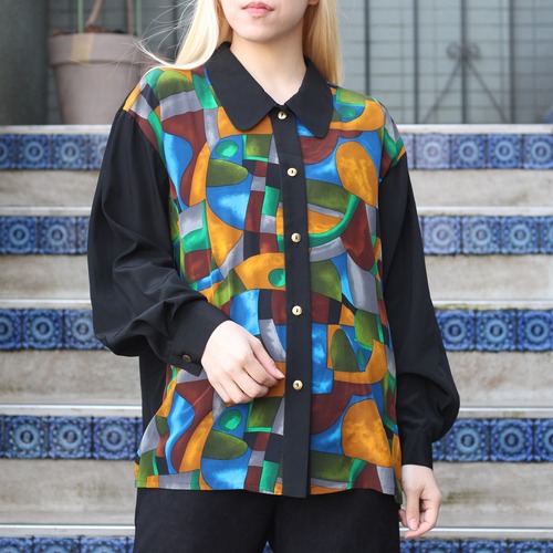 RETRO VINTAGE My Madonna RETRO PATTERNED DESIGN SHIRT/レトロ古着レトロ柄デザインシャツ