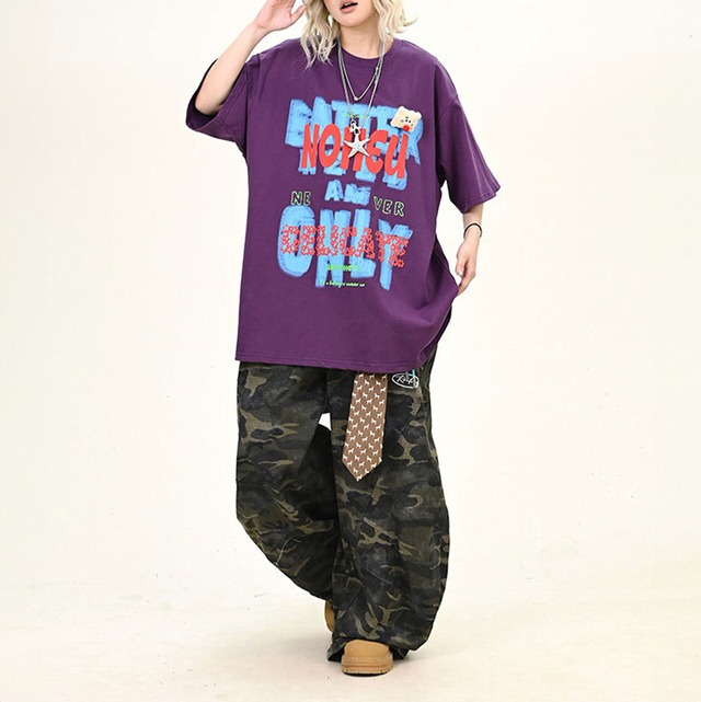 カラースプレーカレッジオーバーTシャツ 2col   R01745