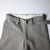 INTÉRIM / STRUCTURED DIAGONAL MELANGE WOOL DEADSTOCK BELTED MIL BAGGY TROUSER