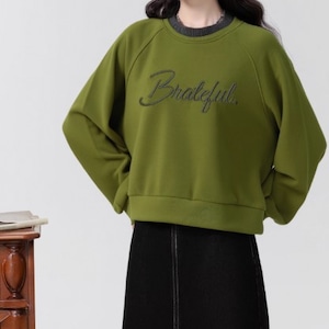 ロゴ刺繍トレーナートップス ・9241