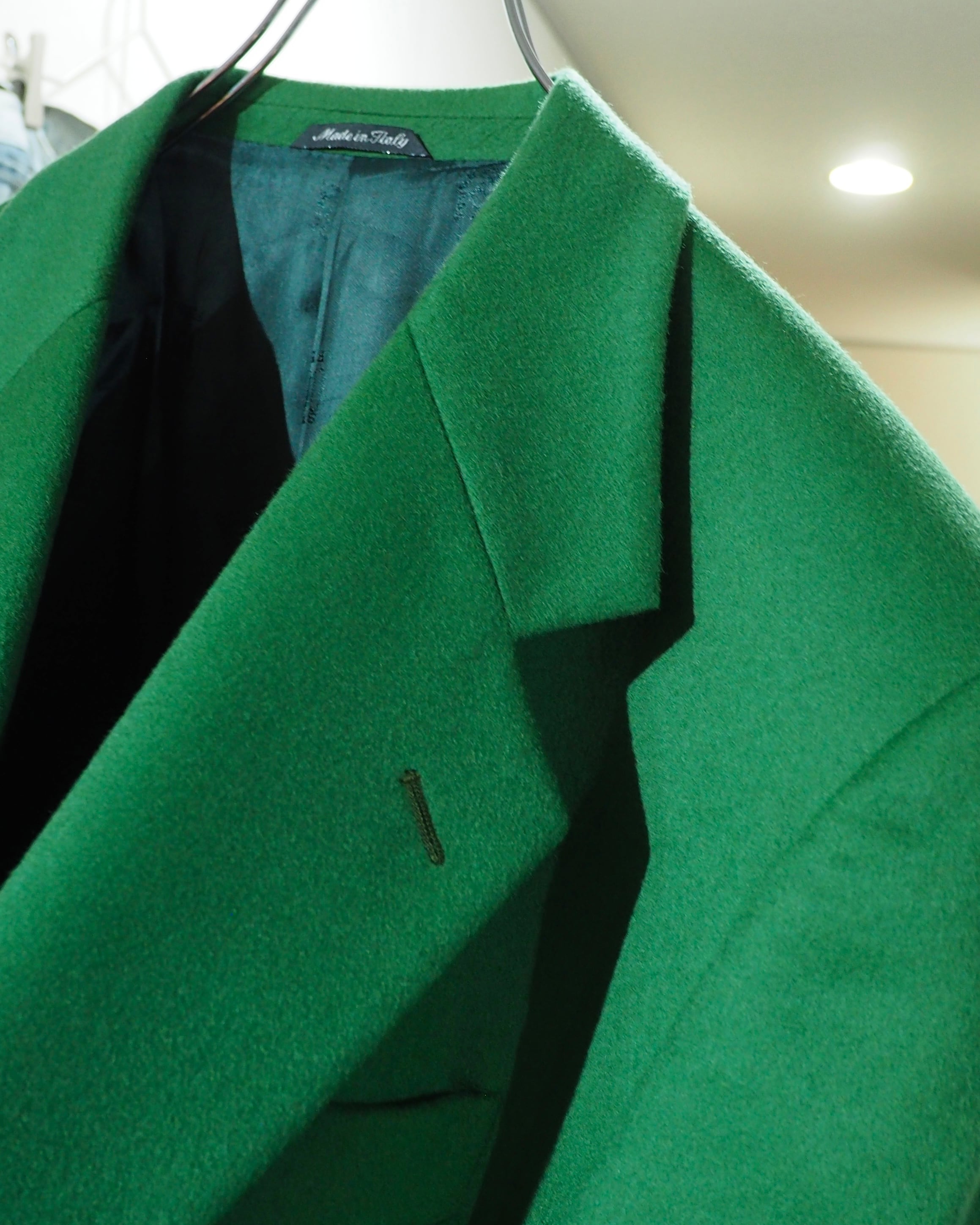 " Made in Italy - STUDIO FERRE " Beautiful Light Green Color Vintage Cashmere Mix Tailored Jacket