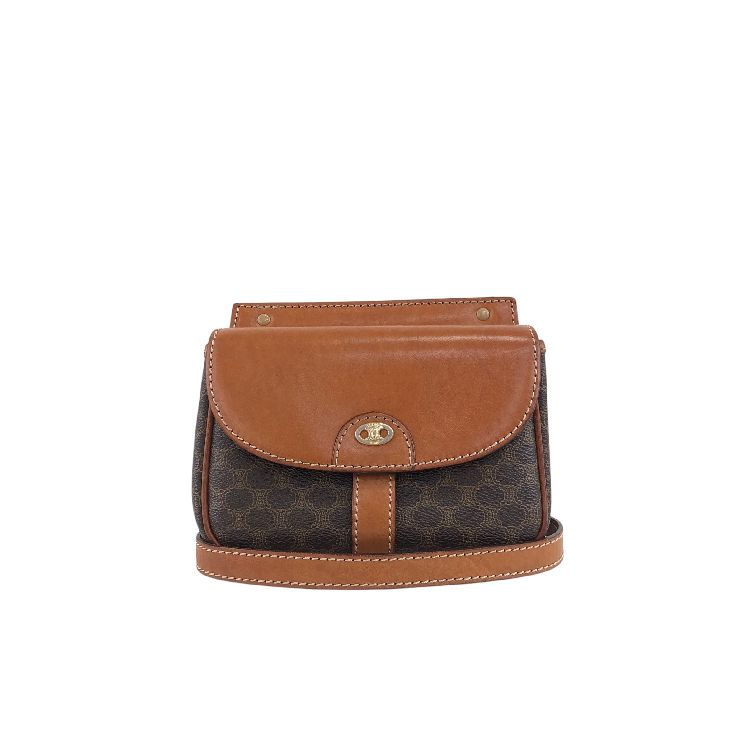 ★CELINE セリーヌ  マカダム ショルダーバッグ ブラウン ブラゾン PVCレザー ミニバッグ nwujcb CELINE セリーヌ マカダム ショルダーバッグ ブラウン ブラゾン PVC