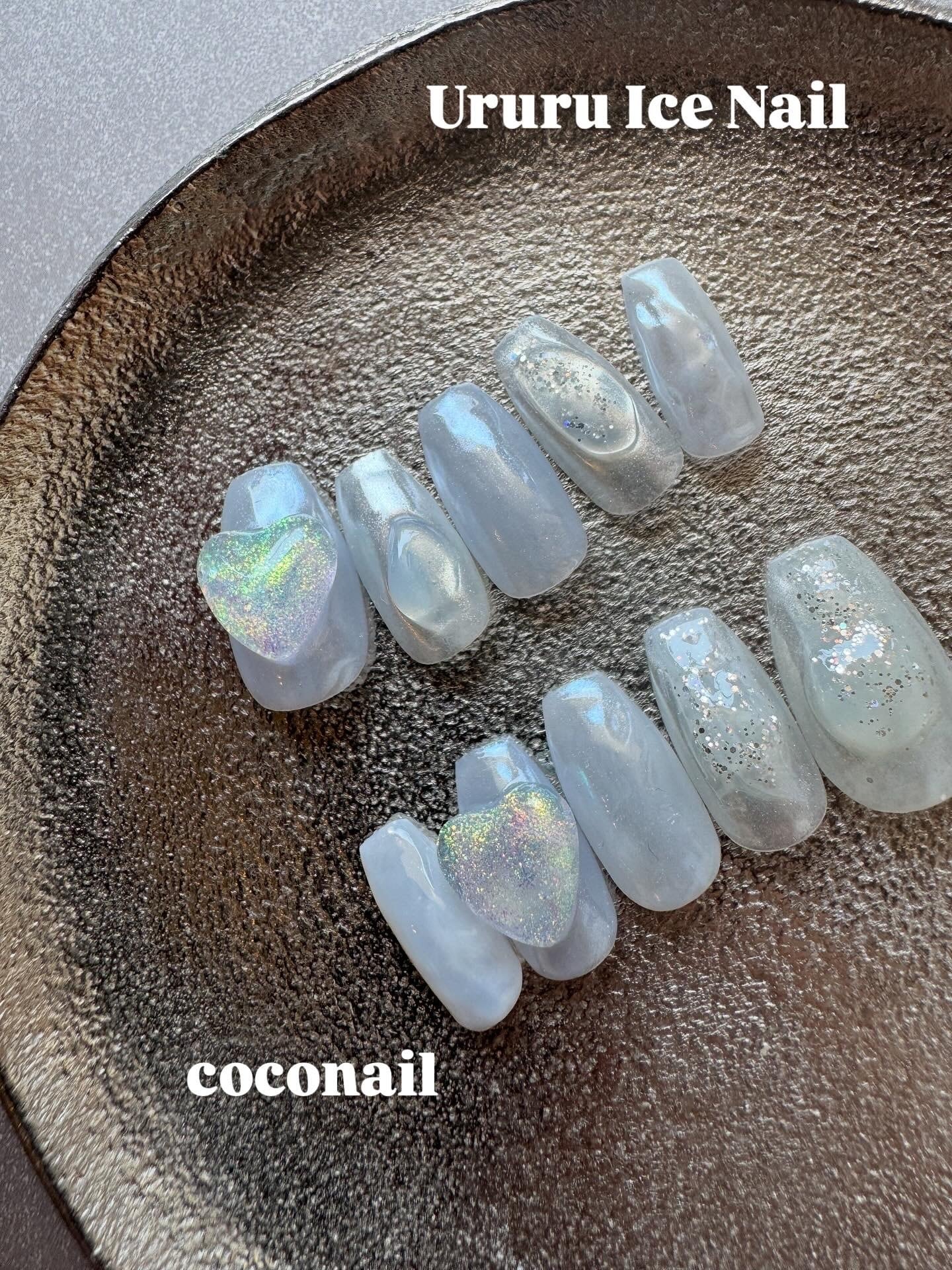 ☑︎オーロラピンクの雲模様 ネイルチップ 韓国 オーダー ニュアンス