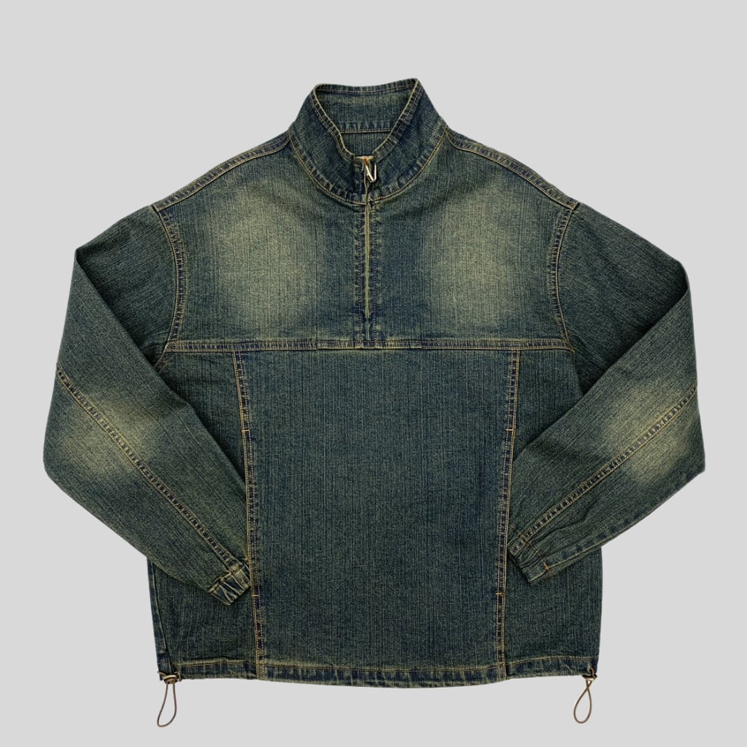 Washed, Distressed,Pullover Denim Jacket(GV571)