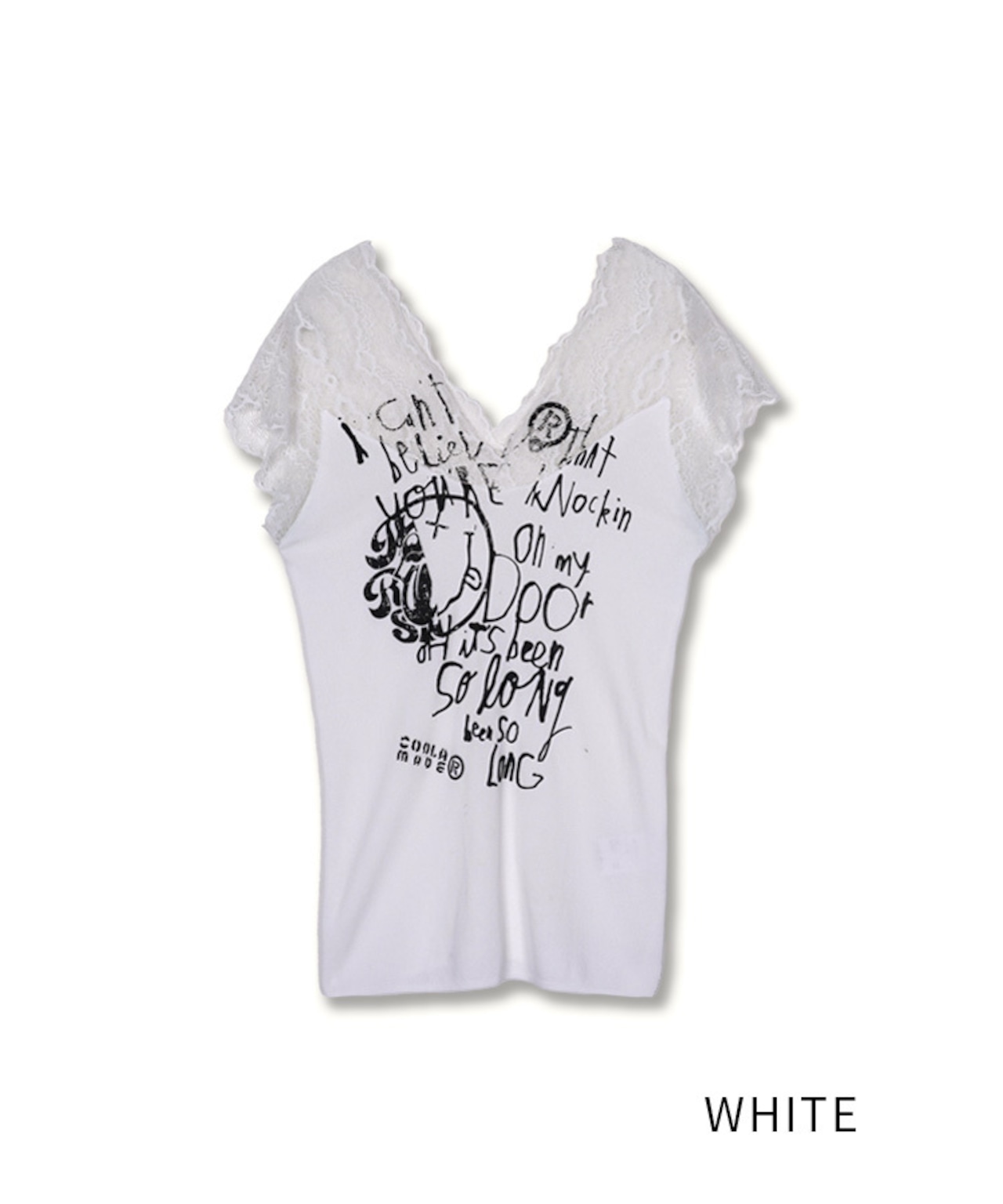 COOLAスクリブルプリントレースキャミソール (WHITE)　CQ-48141