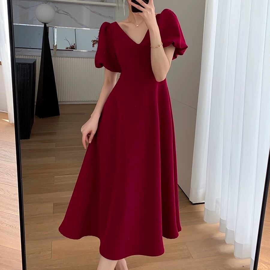 パフスリーブ ロングワンピース YH9276 | lalalastyle