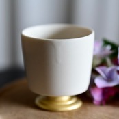 MUMCA 丸谷牧子 作 脚付ゴブレット 大 金彩 ホワイトGoblet White x Gold (1 個)/ 2104400000610