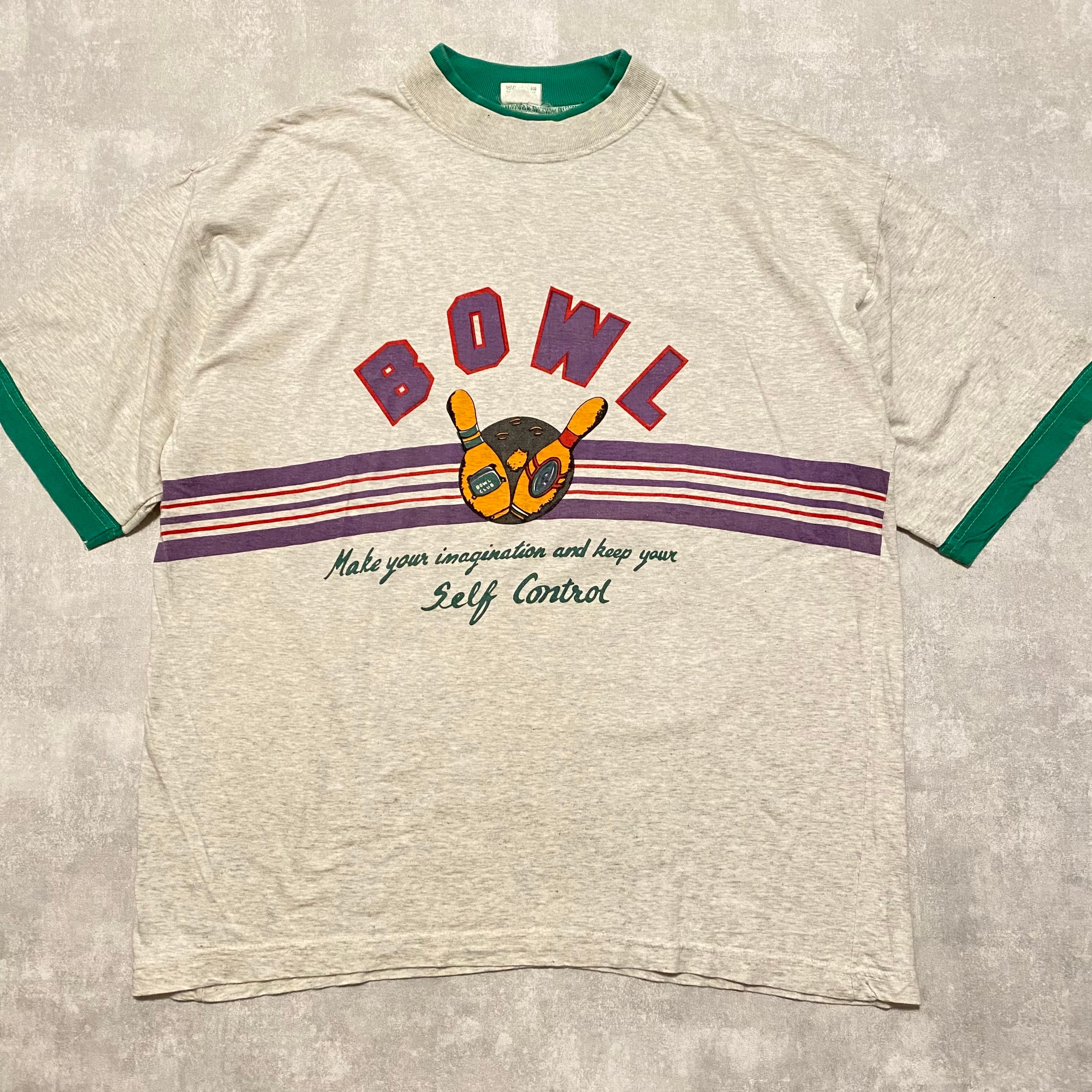 Euro 70s BOWL CLUB cotton T-shirt{ユーロ 70s BOWL CLUB コットン T-シャツ 古着 メンズ used}ユニセックス