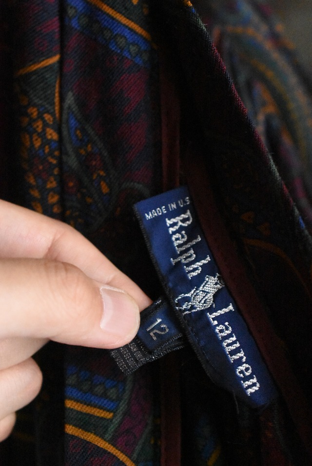 OK／80's "Ralph Lauren" paisley side fuck pleats skirt