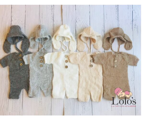 可愛いすぎる ファジーなロンパース うさぎ帽子set ニューボーンフォトグッズ専門店 Lolo S
