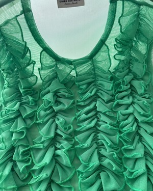 DRIES VAN NOTEN　RUFFLE SHEER MESH SLEEVELESS TOP