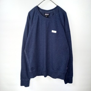 パタゴニア　スウェット　トレーナー　刺繍ロゴ　無地　裏起毛　薄手　ネイビー　M