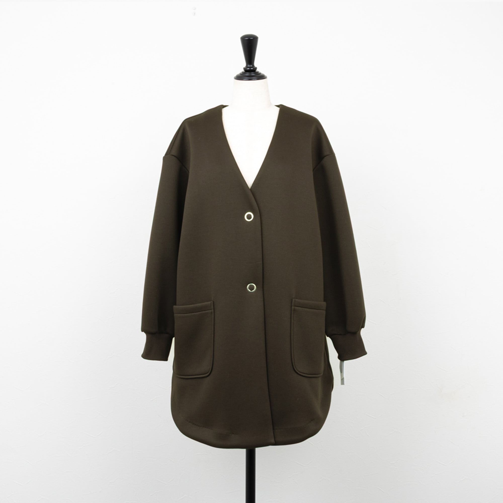 週末お値下げ！【QTUME 】クチューム ラウンドヘム ミドルコート　ベージュ QTUME／クチューム】ダンボールラウンドヘムミドルコート（ブラウン