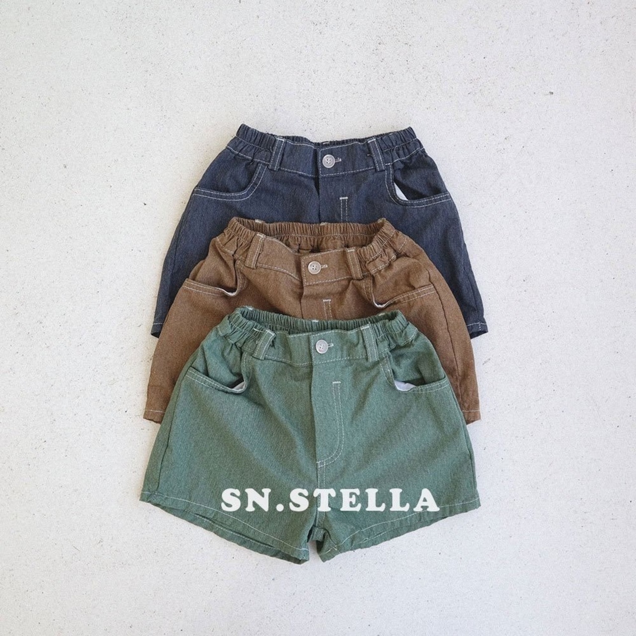 【SN,STELLA】ステッチデニムショートパンツ ブラウン 80~100cm - 8