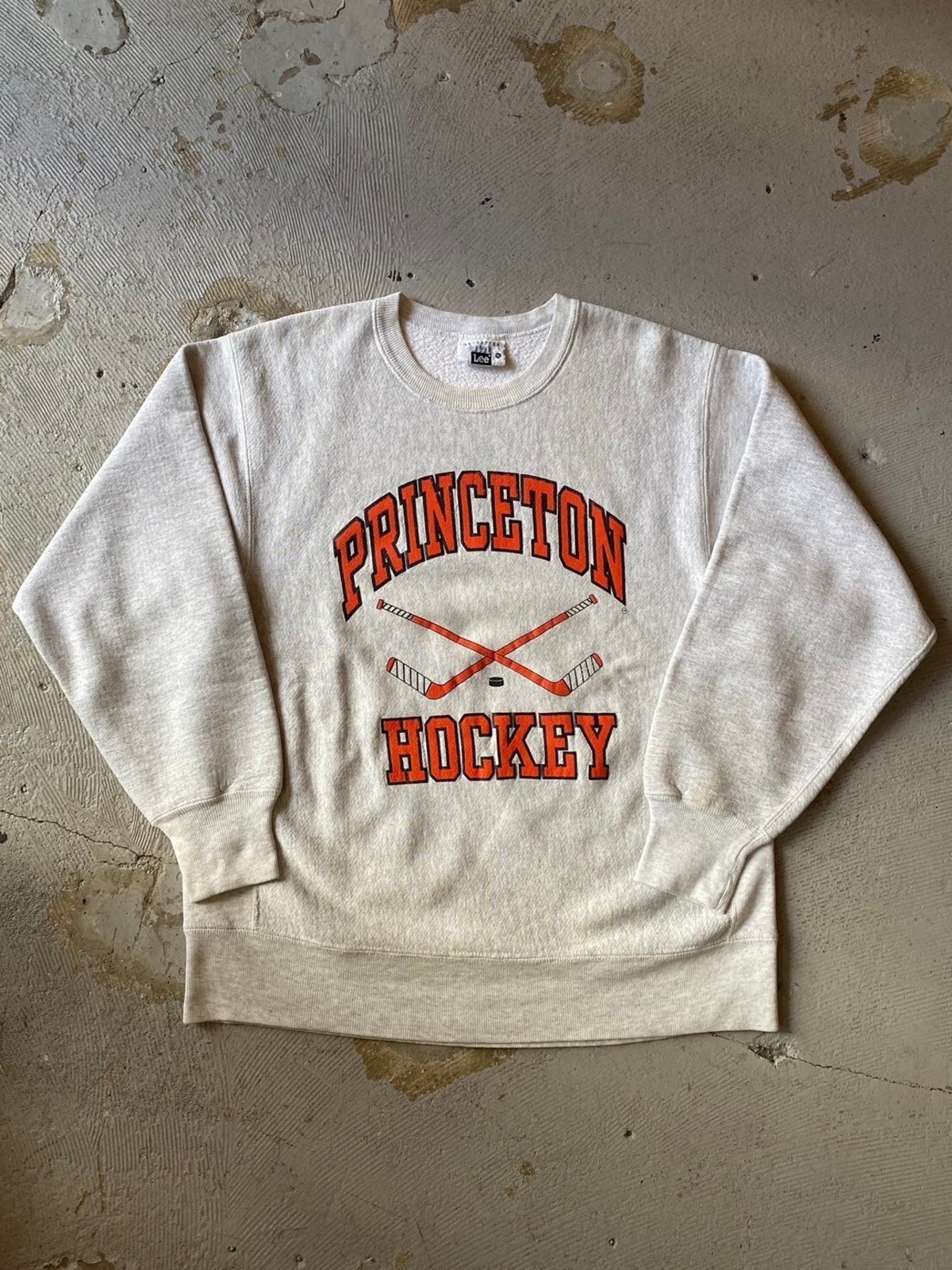 Vintage 90'S Lee Heavy Weight Printed Sweatshirt, Made in USA, Men's Size L unclear white type Vintage Second Hand