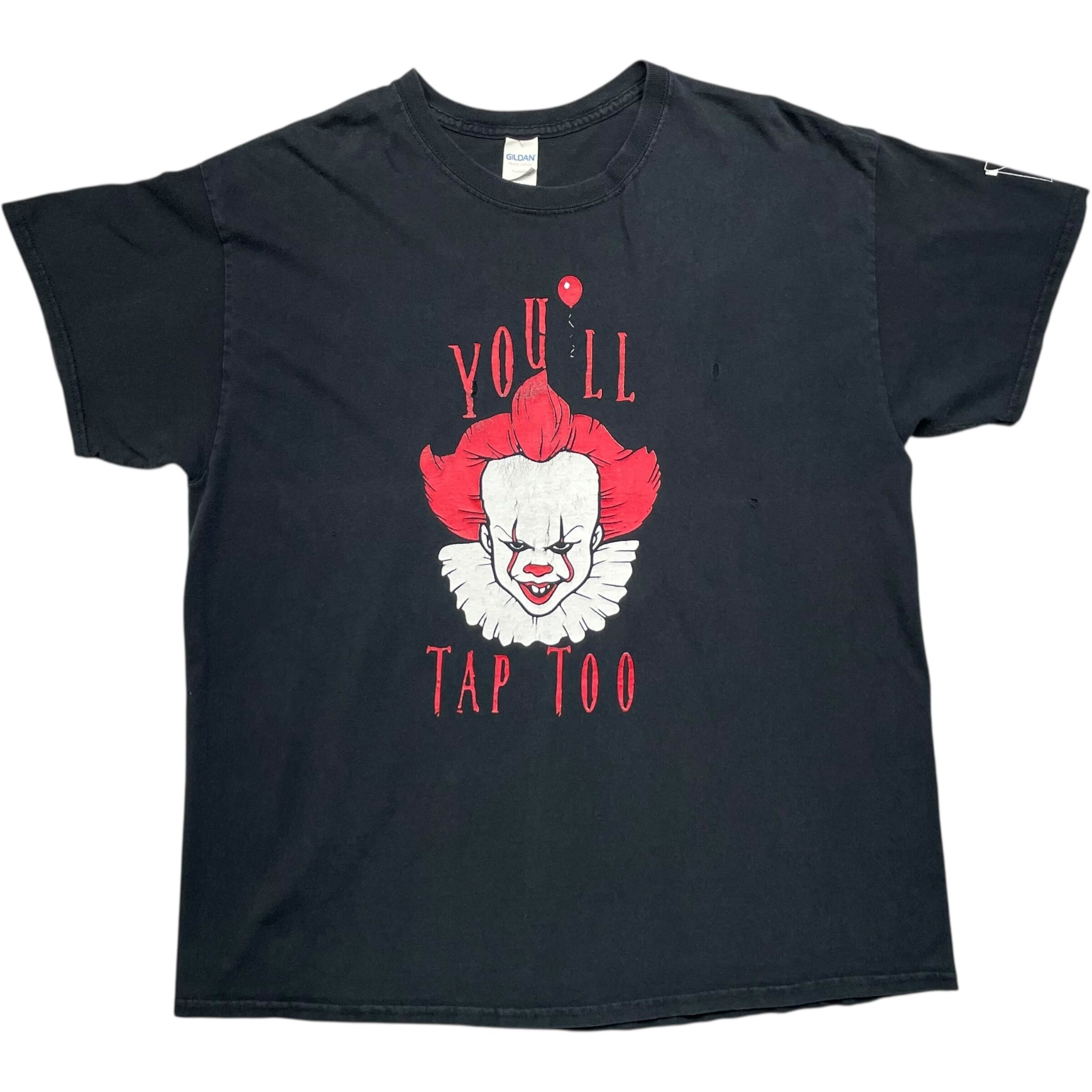 《XL》 GILDAN ギルダン Tシャツ IT イット ペニーワイズ ムービーTシャツ フロントプリント 袖プリント ダメージ no.7396