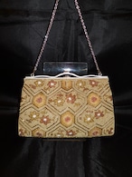 ベージュビーズビィンテージバック beige color bead vintage bag (made in Japan)(No46)