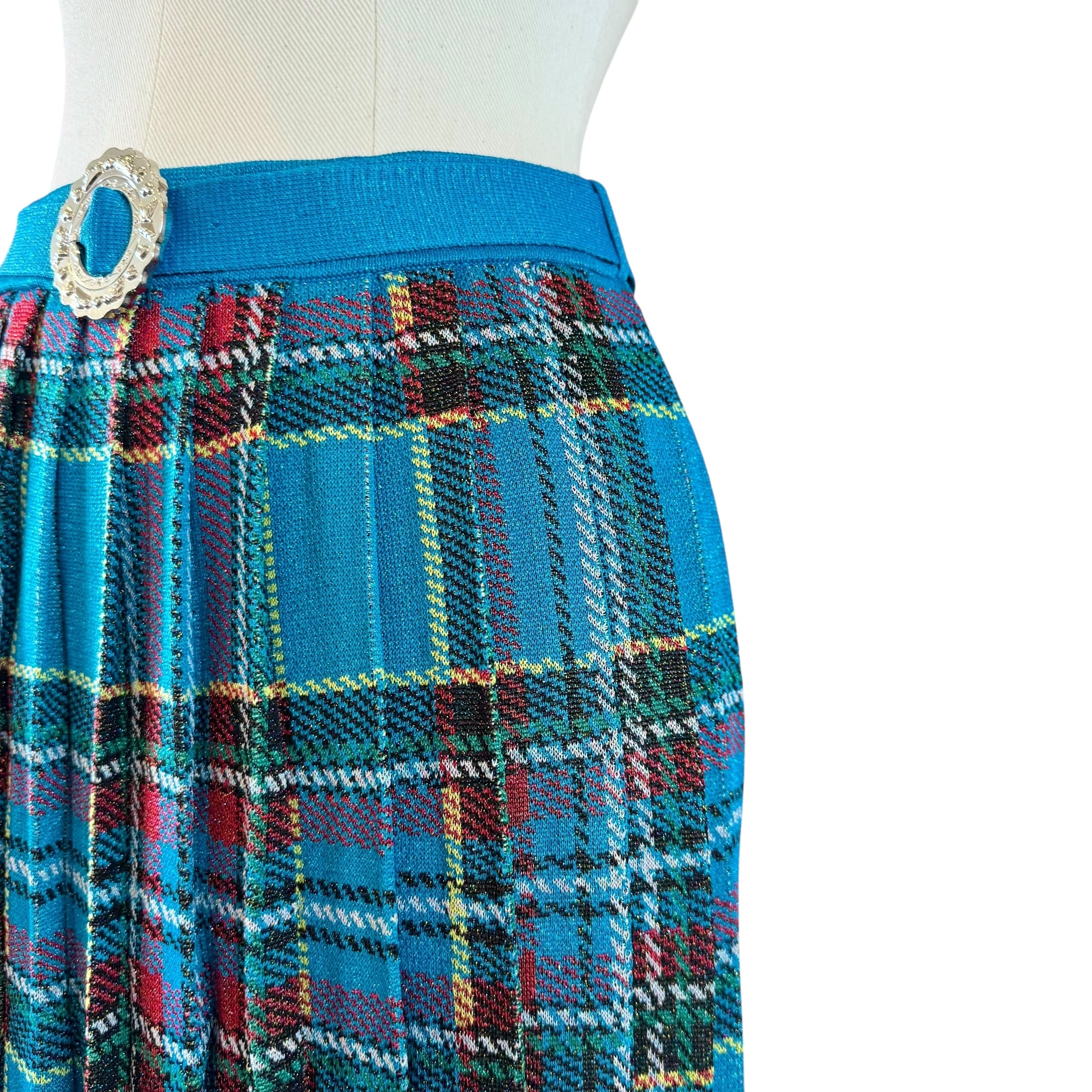 新品タグ付き HEIHEI ラメニットプリーツチェックスカート　ブルー ラメニットプリーツチェックスカート BLUE | HEIHEI