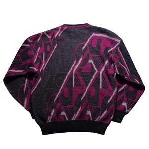 Made in Italy geometric pattern jacquard knit sweater