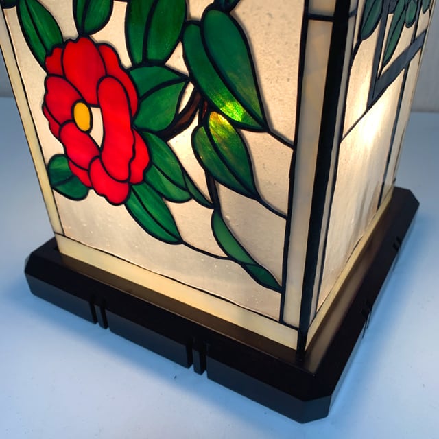 直営通販 椿のランプ 行燈 行灯 ステンドグラス 照明 和風