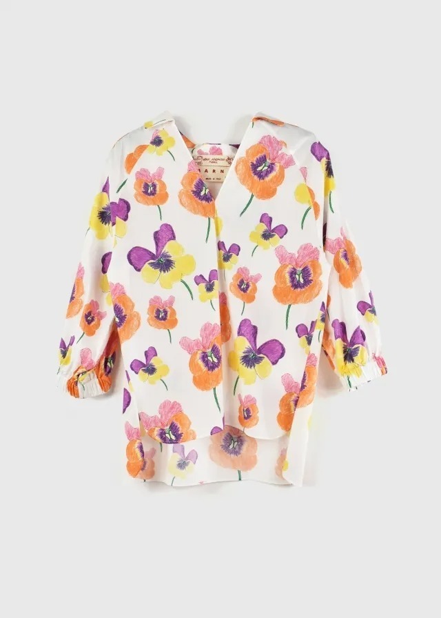 MARNI｜ "PANSIES PRINT POPLIN BLOUSE" PURPLE  |SIZE:40