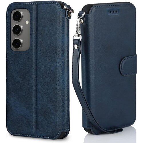 Galaxy S24 FE ケース 手帳型 S24 FE galaxy SIMフリー SCG30 au 通用 サムスン ギャラクシーS24FE ストラップケース Galaxy S24FE カバー ギャラクシー S24 FE 携帯カバー カードケース 軽量ケース ストラップ付き 手帳 適用 Cobeimisr CASE 軽量 薄型 軽量ケース 薄型ケース ストラップ スマホケース ネイビー 3006