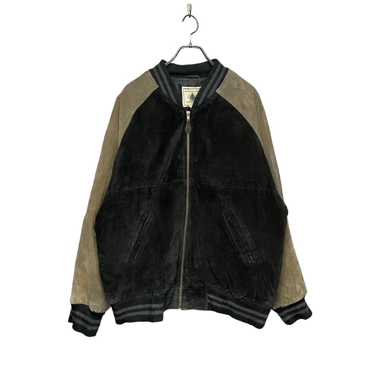 90s】【ラグランスリーブ】NORTHWEST TERRITORY レザースタジャン L 