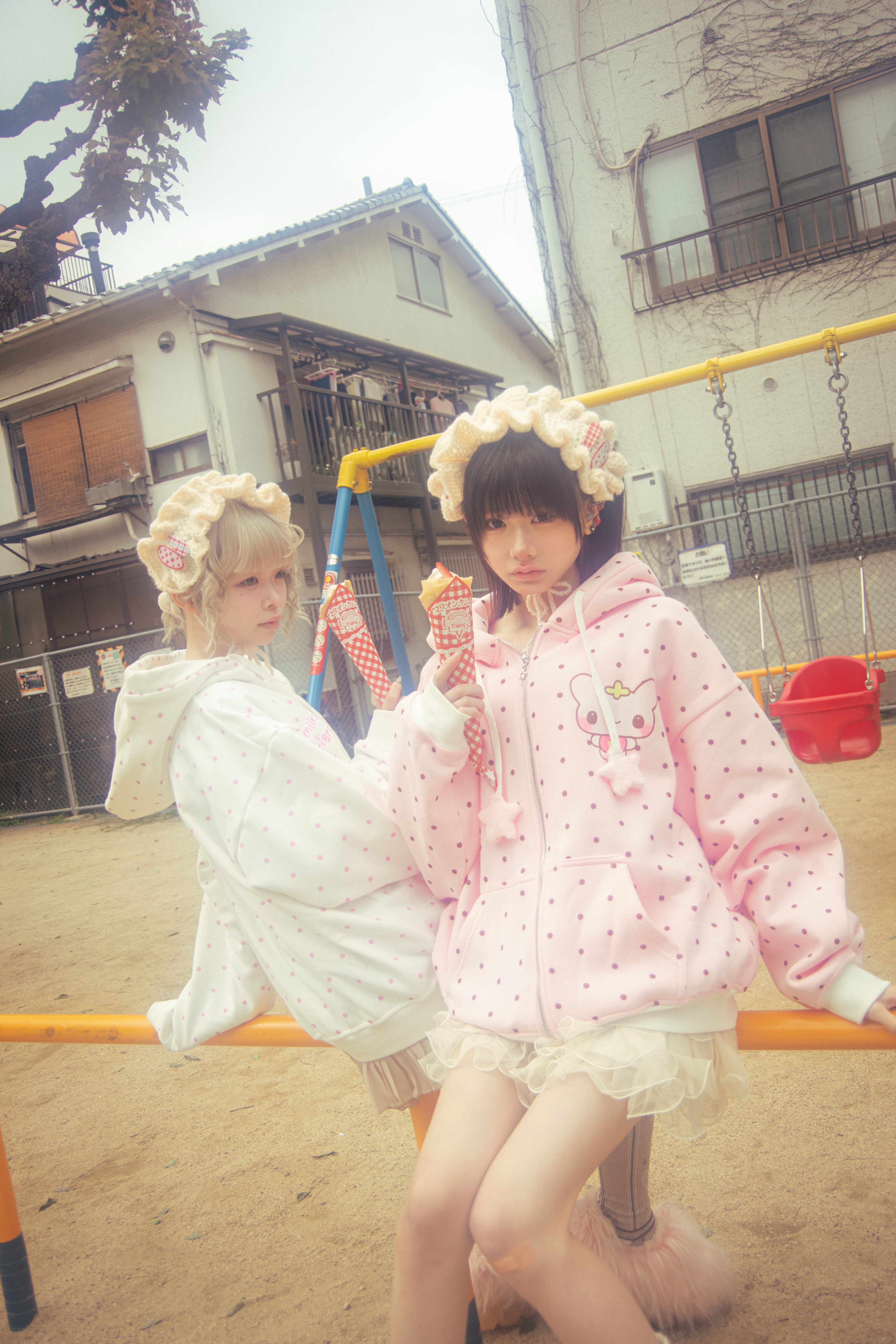 ほんわか milky friends hoodie white パーカー miimocha × HONWAKA】milky friends hoodie white | ほんわか