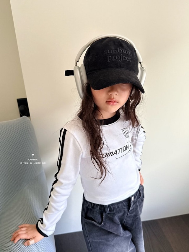【予約】 comma バイカラー２ラインT  26autumn 韓国ブランド　キッズ　女の子　小学生　コンマ　韓国子供服　トレンド