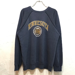 【USED】80s Vintage Champion カレッジプリント ラグラン スウェット ネイビー