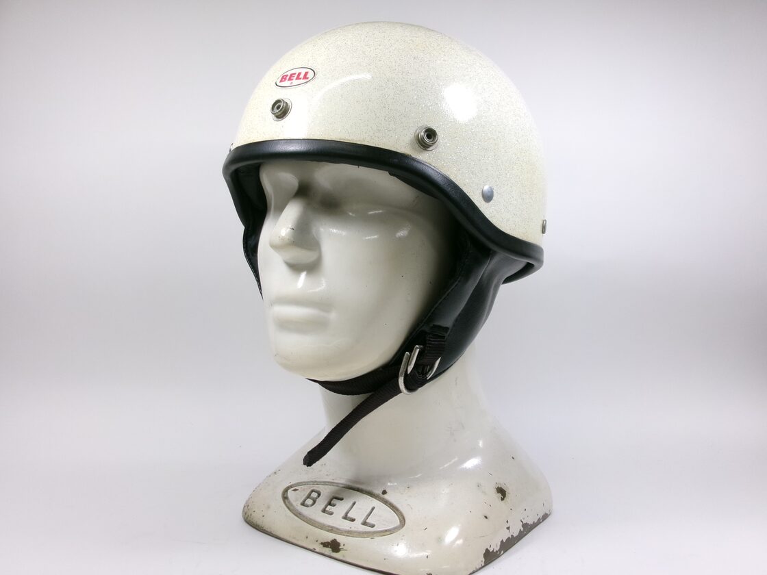 Sシェル! 60s BELL SHORTY 白ラメ ハーフヘルメット 6 7/8 目深加工  