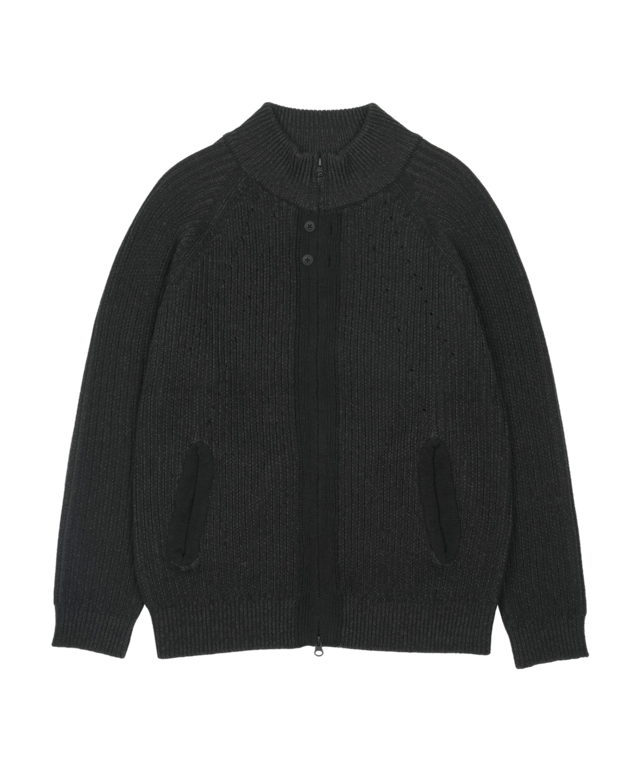 [SAN SAN GEAR] BUTTON ZIP-UP KNIT BLACK 正規品 韓国ブランド 韓国通販 韓国代行 韓国ファッション sansan san san sansangear サンサンギア
