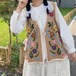 Vネックフラワー刺繍ニットベスト ・12052