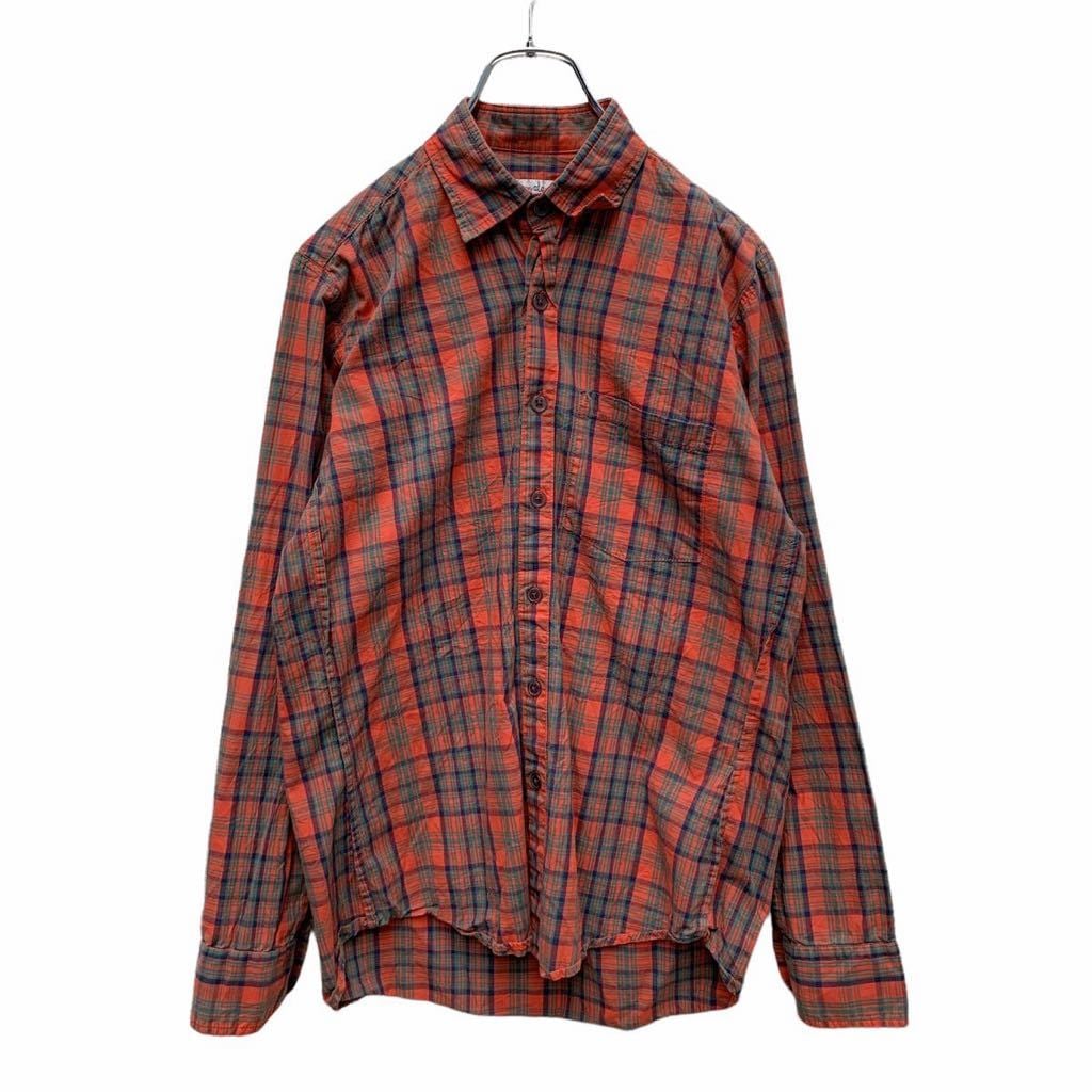 steven alan 長袖 チェックシャツ レディース S オレンジ グリーン