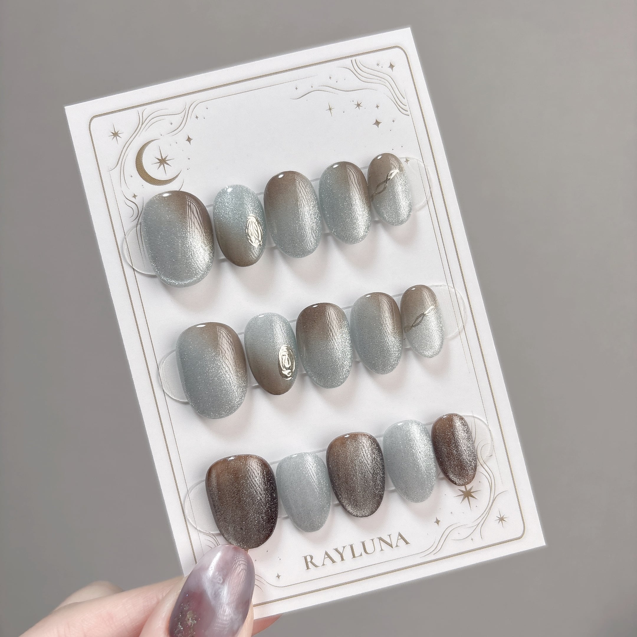 【#730】繰り返し使える【プレミアム】ネイルチップ15枚セット/ショート アーモンド/XY290